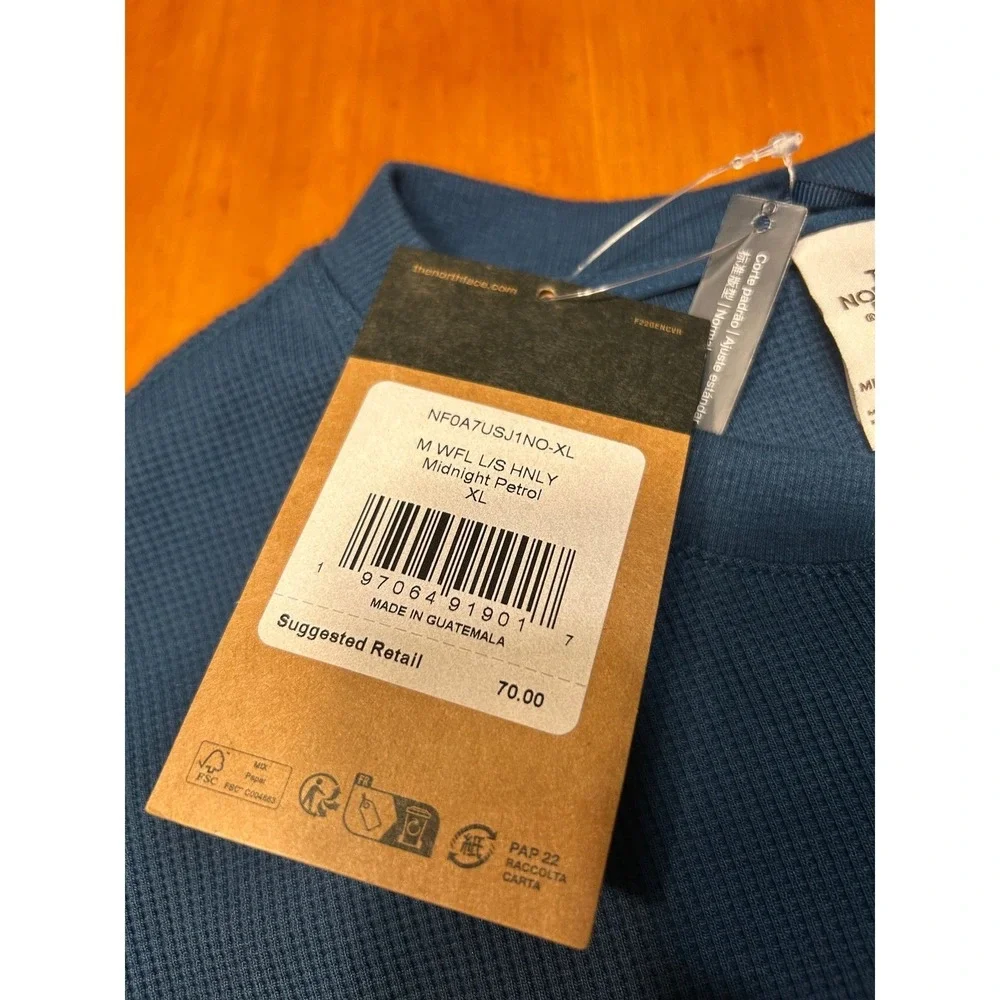 The North Face Mens Waffle Henley Shirt Blue‎ XL Gorpcore Utility 90s Grunge NEW